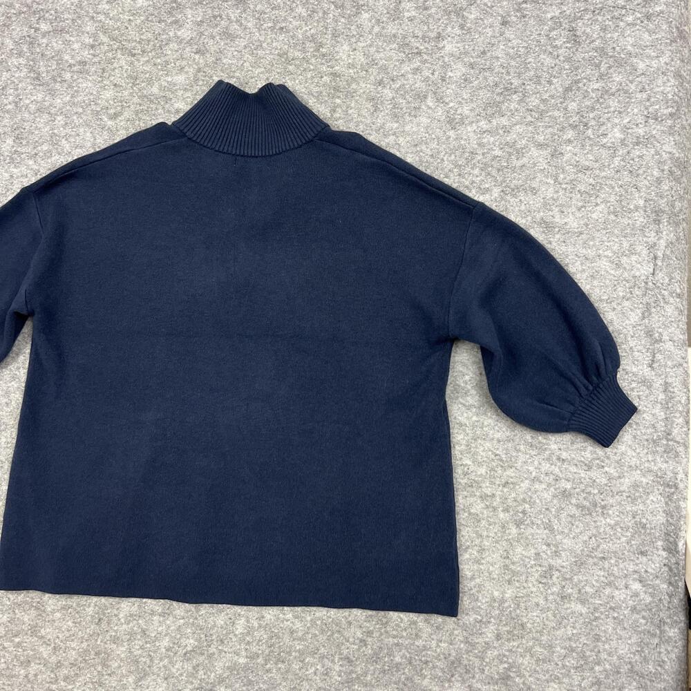 AVARA Sweater Womens M Blue V Neck Pullover Puff 3/4 Sleeve Relaxed Preppy - Picture 11 of 15